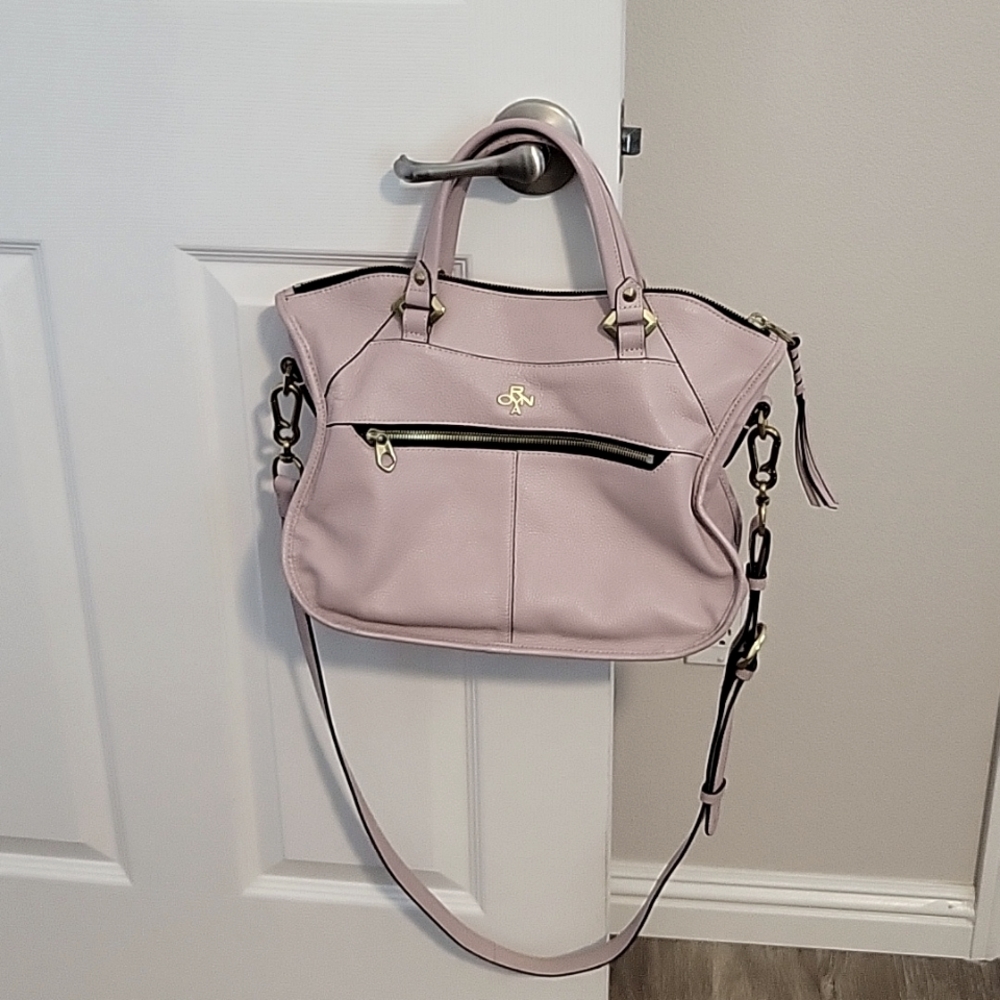 OrYANY Sarah Soft Pink Pebbled Leather Satchel Braided Detail-Brass Hardware EUC - Picture 2 of 7
